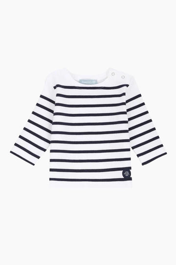 Marinière "Amiral" Baby en Coton Epais blanc navire