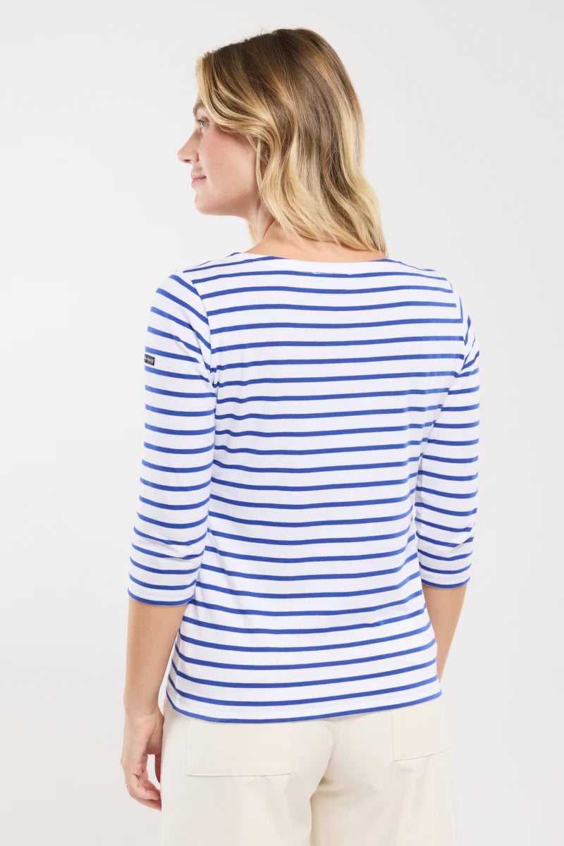 Mariniere-Cap-Coz-en-coton-leger-blanc-etoile-face