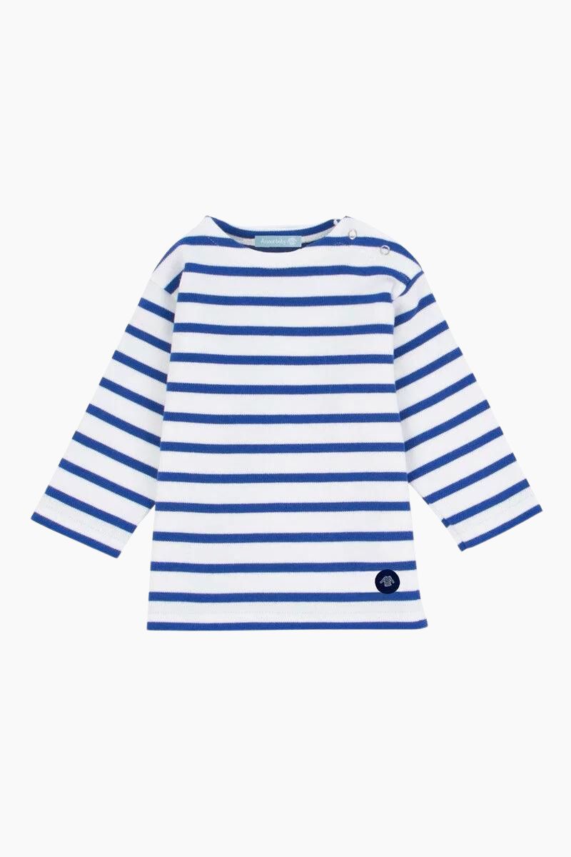 Marinière "Loctudy" Baby en Coton Epais blanc etoile