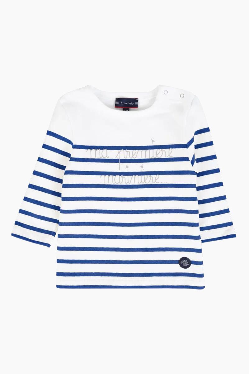 Marinière "Ma 1ère Marinière" Baby en Coton blanc navire