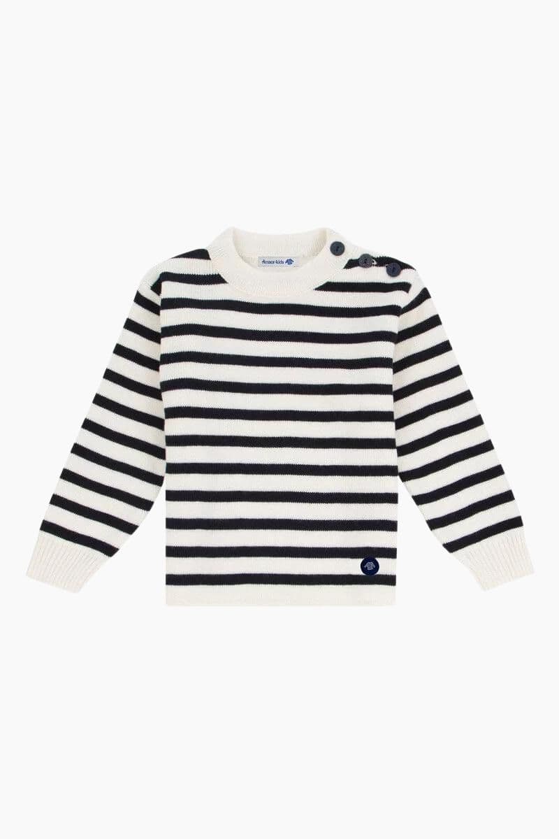 Pull Marin Rayé "Fouesnant" Kids en Laine et Acrylique nature navire