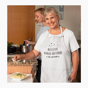 Tablier Meilleure Maman Bretonne du Monde blanc