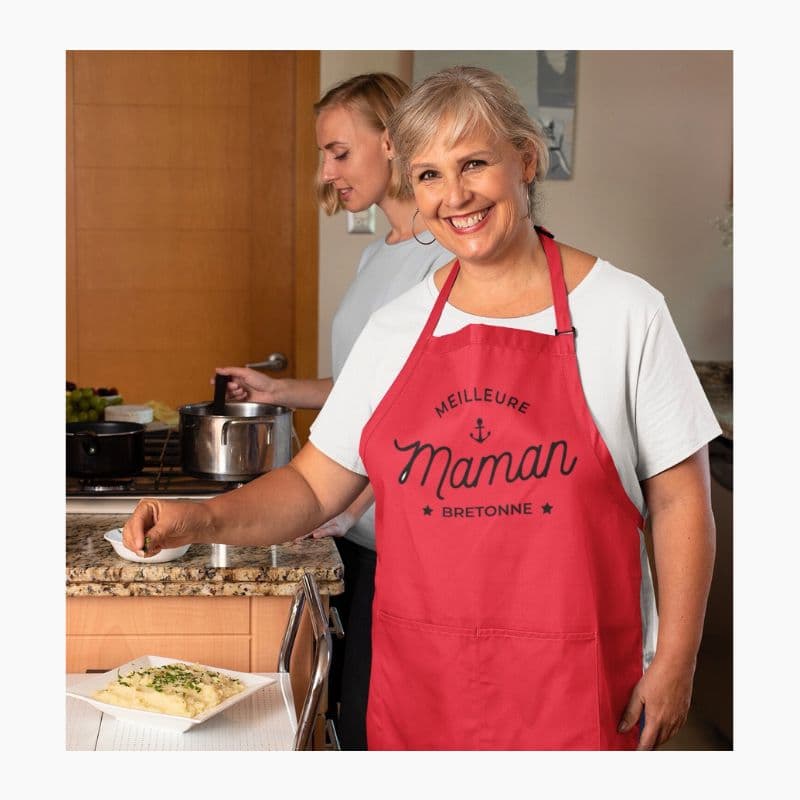 Tablier Meilleure Maman Bretonne rouge